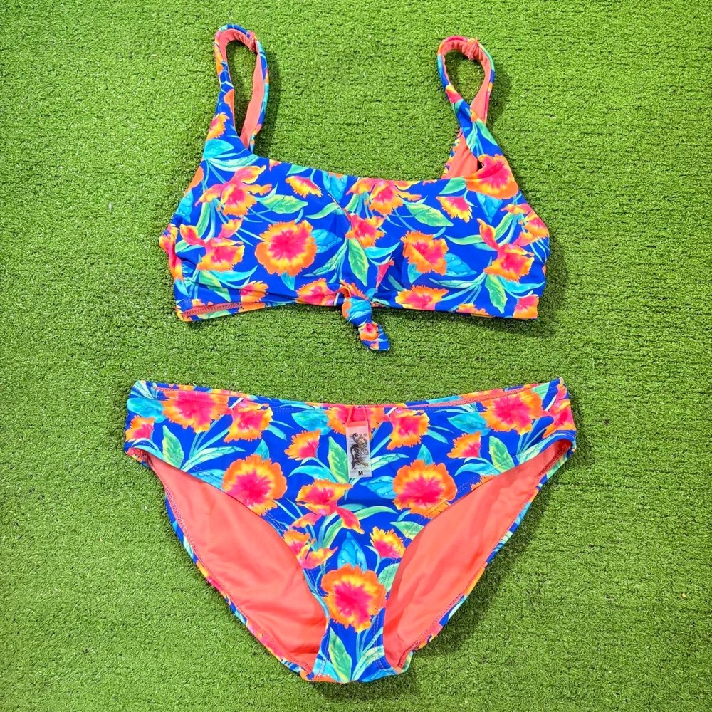 Heat Women's Floral Two-Piece Swimsuit Bikini Padded Size M NWOT